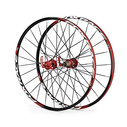 Mountain Bike Wheel : Mountain Bike Wheelset, 26 Double Wall MTB Rim Quick Release V-Brake Cycling Wheels Hybrid 24 Hole Disc 8 9 10 Speed 135mm (Color : A, Size : 26inch)