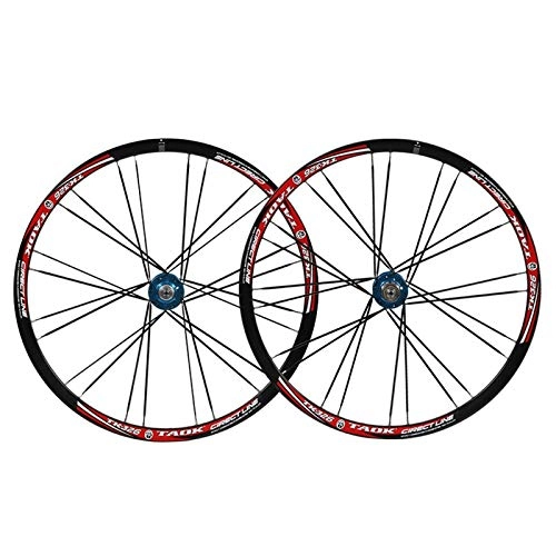 Mountain Bike Wheel : Mountain Bike Wheelset 26 Inch Double Wall Alloy Rim Disc Brake Palin Bearing Quick Release 8 9 10 Speed Straight Pull Hub 24 Holes (Color : A)