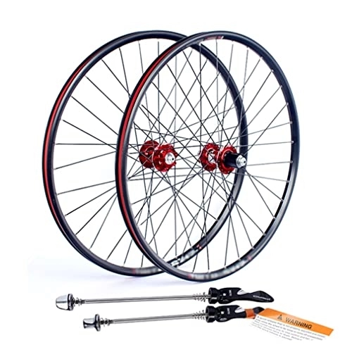 Mountain Bike Wheel : Mountain Bike Wheelset 26" Rim Disc Brake Quick Release Wheels MTB 32H Hub For 7 / 8 / 9 / 10 Speed Cassette Bicycle Wheelset 1960g (Color : Red, Size : 26'') (Red 26)