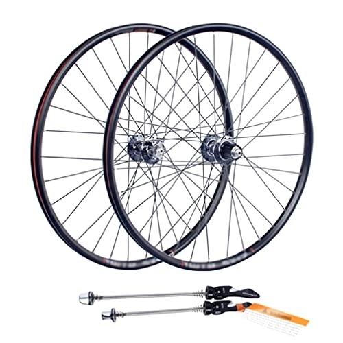 Mountain Bike Wheel : Mountain Bike Wheelset 26" Rim Disc Brake Quick Release Wheels MTB 32H Hub For 7 / 8 / 9 / 10 Speed Cassette Bicycle Wheelset 1960g (Color : Red, Size : 26'') (Silver 26)