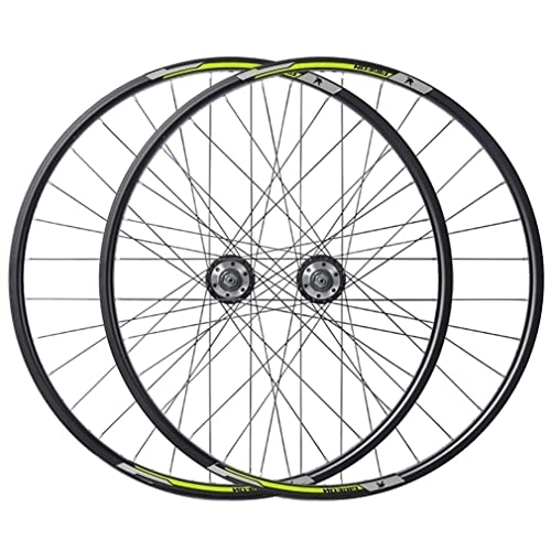 Mountain Bike Wheel : Mountain Bike Wheelset 27.5'' Rim Disc Brake MTB Wheelset Quick Release Front Rear Wheels Bicycle Wheel 32H Hub For 7 / 8 / 9 / 10 Speed Cassette 2800g (Color : Yellow, Size : 27.5'') (Yellow 27.5)