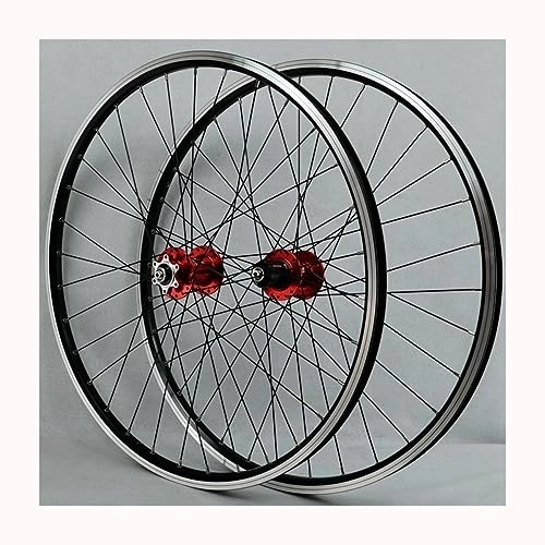 Mountain Bike Wheel : Mountain Bike Wheelset 29 Inch V-brake Disc Brake Dual-purpose Rims Sealed Bearing Hubs Support 8-12 Speed Cassette QR Wheel Set (Color : Red)
