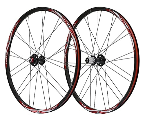 Mountain Bike Wheel : Mountain Bike Wheelset Disc Brake 26" MTB Rim QR Quick Release Bicycle Wheels 24 / 28H Hub For 7 / 8 / 9 / 10 Speed Cassette 2036g (Color : Green, Size : 26 inch) (Red a 26 inch)