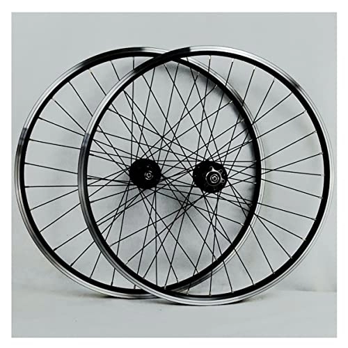 Mountain Bike Wheel : Mountain Bike Wheelset Disc V Brake Wheel Aluminum Alloy Rim Quick Release Front Rear 32 Spokes Sealed Bearing Hub Fit 8-12 Speed Cassette (Color : Svart, Size : 26in) (Black 29in)