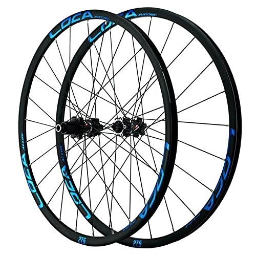 Mountain Bike Wheel : Mountain Bike Wheelset Thru Axle Disc Brake Cycling Wheels 26" / 27.5" / 700c / 29 Bicycle Rim 24 Holes Hub For 7 / 8 / 9 / 10 / 11 / 12 Speed Cassette MTB Front And Rear Wheel 1670g (Blue 27.5inch)