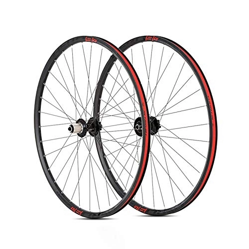 Mountain Bike Wheel : Mountain Wheel Set, Bike Wheel 27.5 Inch 29 Inch Double Deck Rim 5Mm Quick Release Support 8-12 Speed Suitable for Bicycles Bike Front Wheel Rear Wheel (Red 27.5 inch)