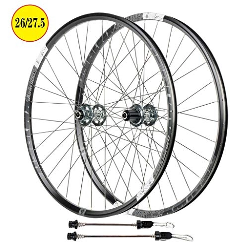 Mountain Bike Wheel : MTB 26 / 27.5 Inch Bike Wheels, Double Wall Aluminum Alloy Quick Release Hybrid / Mountain Disc Rim Brake 11 Speed Sealed Bearings Hub Wheels (Color : Gray, Size : 26 inch)