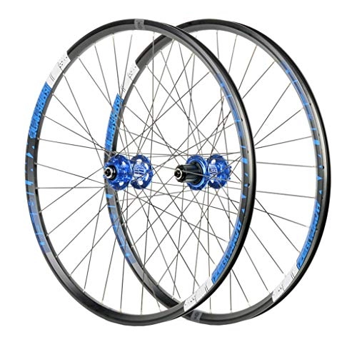 Mountain Bike Wheel : MTB 26" MTB Bike WheelSet, Double Wall Aluminum Alloy Disc Brake Quick Release Hybrid / Mountain Bearings Hub 8 / 9 / 10 / 11 Speed Wheels (Color : D, Size : 27.5 inch)