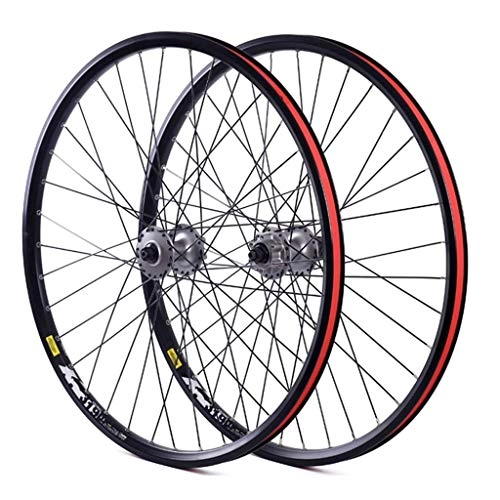 Mountain Bike Wheel : MTB bicycle front rear wheel, mountain bike wheel set 26 / 27.5"Double wall alloy rim QR disc brake 8-10 speed cassette hub Sealed bearing