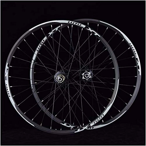 Mountain Bike Wheel : MTB Bicycle Wheelset 26 27.5 29 In Mountain Bike Wheel Double Layer Alloy Rim Sealed Bearing 7-11 Speed Cassette Hub Disc Brake 1100g QR 24H (Black, 29inch)