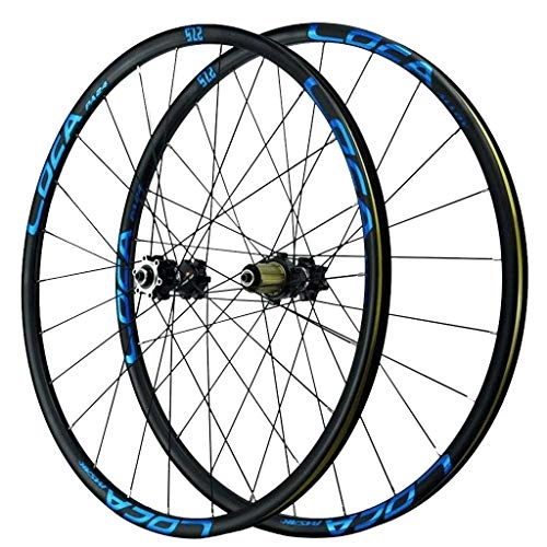 Mountain Bike Wheel : MTB Bicycle Wheelset 26 27.5 29 Inch Disc Brake Double Layer Alloy Rim Mountain Bike Wheel 6 Pawls Sealed Bearing QR 1665g (Color : Blue, Size : 29inch)