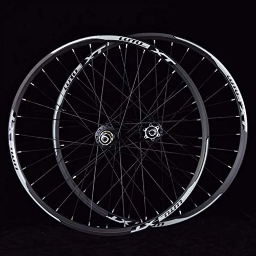 Mountain Bike Wheel : MTB Bicycle Wheelset 26 / 27.5 / 29 Inch Mountain Bike Wheel Double Layer Alloy Rim Sealed Bearing 7-11 Speed Cassette Hub Disc Brake 1100g QR 24H (Color : Black, Size : 26inch)