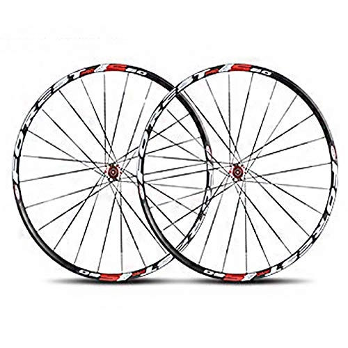 Mountain Bike Wheel : MTB Bicycle Wheelset, 26 27.5 in Mountain Bike Wheel Double Layer Alloy Rim Sealed Bearing 7-11 Speed Cassette Hub Disc Brake, Red, 27.5