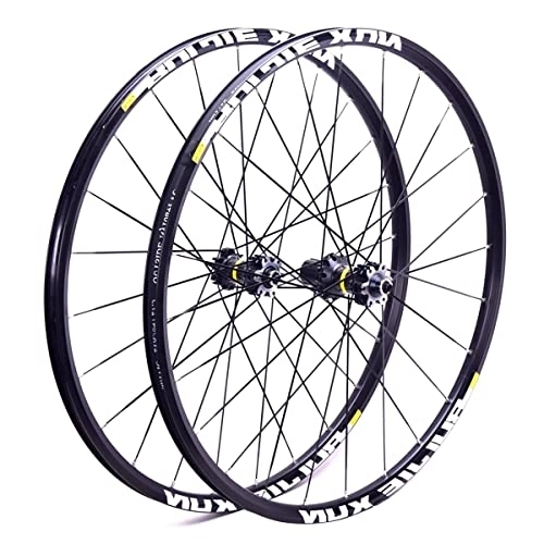 Mountain Bike Wheel : MTB Bicycle Wheelset, Mountain Bike Front Rear Wheels Set 26" 27.5" 29"Double Layer Alloy Rim Sealed Bearing, QR 8-11 Speed Cassette Carbon Hub Disc Brake 6 Bolts ( Color : Black hud , Size : 26" )