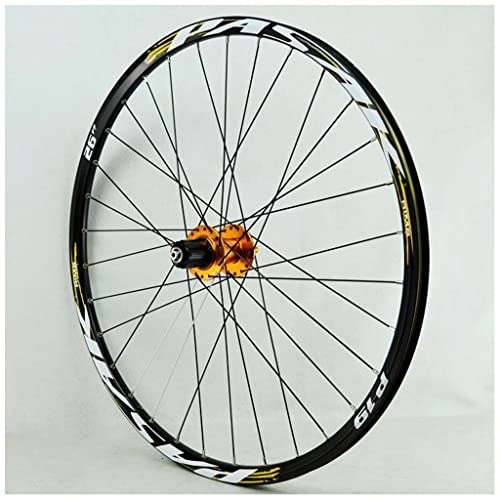 Mountain Bike Wheel : MTB Bike Rear Wheel 26 / 27.5 / 29 Inch, Double Wall Aluminum Alloy 4 Bearing Disc Brake 32H Mountain Racing Cycling Hub Freewheel (Color : Gold, Size : 27.5 inch)