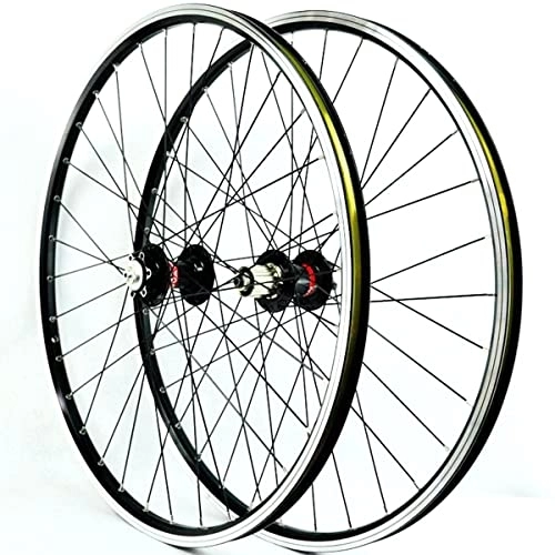 Mountain Bike Wheel : MTB Bike Wheelset Mountain Bicycle Wheel Set 26 27.5 29 Inch Quick Release Aluminum Alloy Rim Disc / V Brake For 7 8 9 10 11 12 Speed (Color : Black, Size : 26 INCH)