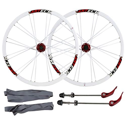 Mountain Bike Wheel : MTB Mountain Bike Bicycle Disc Brake 26 Inch, Double Wall Aluminum Alloy Quick Release Sealed Bearings Compatible 8 / 9 / 10 Speed Wheels (Color : White, Size : 26inch)