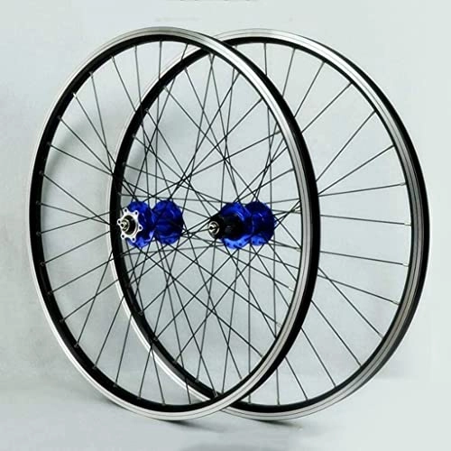 Mountain Bike Wheel : MTB Mountain Bike，Wheel Set，26inch Disc V Brake Wheelset Sealed Bearing Smooth Wheels Aluninum Alloy Double Layer Rim 32H Rims 11Speed (Color : Blue)