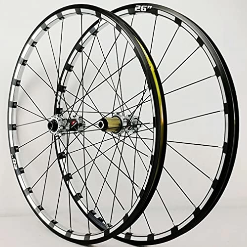 Mountain Bike Wheel : MTB Mountain Bike Wheelset 26" 27.5" Bicycle Rim 1750g Disc Brake Wheels Thru Axle 24 Holes Hub For 7 / 8 / 9 / 10 / 11 / 12 Speed Cassette Front And Rear Wheel (Color : Red hub, Size : 26inch) (Silver Hu