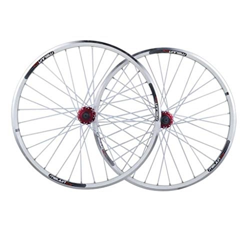 Mountain Bike Wheel : MTB Mountain Bike Wheelset 26, Double Wall Cycling Wheels V Disc Brake Quick Release Sealed Bearings Compatible 8 / 9 / 10 Speed Wheels (Color : White, Size : 26 inch)