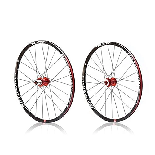 Mountain Bike Wheel : MTB Wheels 26 27.5 29 ER Disc Brake QR Wheel Aluminum Alloy Rim Sealed Bearing Mountain Bike Hub For 9 / 10 / 11 Speed Cassette (Color : Red, Size : 26'')