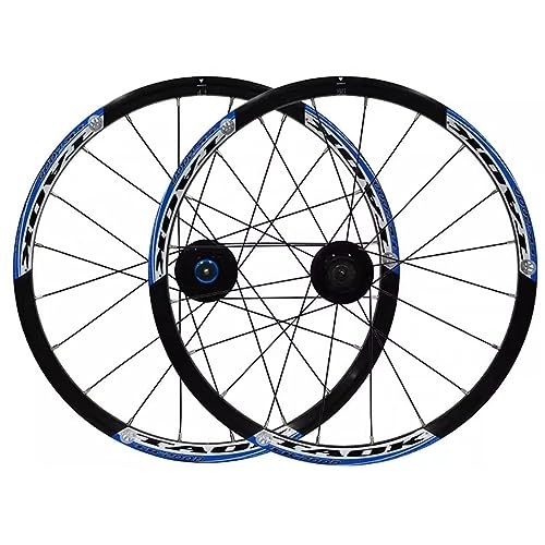 Mountain Bike Wheel : MTB Wheelset 20" 406 Quick Release Disc Brake 20H Mountain Bike Wheels Hub Front Rear 100 / 135mm 6-Bolts Ball Bearing Rim For 7-10 Speed Cassette Steel Round Spokes Bicycle Wheelse (Color : Black blue