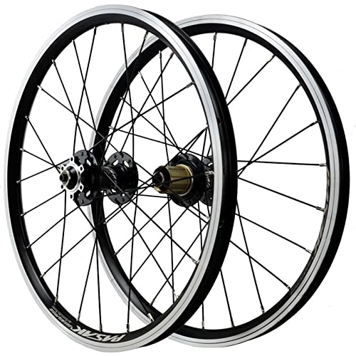Mountain Bike Wheel : MTB Wheelset 20 Inch Disc / V Brake Quick Release BMX Mountain Bike Wheels High Strength Alloy 24H Bicycle Rim 7 8 9 10 11 12 Speed Cassette 1400g Sealed Bearings ( Color : Black hub , Size : 20inch )