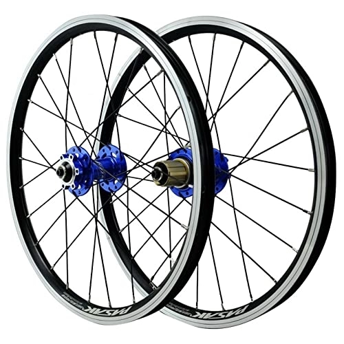 Mountain Bike Wheel : MTB Wheelset 20 Inch Disc / V Brake Quick Release BMX Mountain Bike Wheels High Strength Alloy 24H Bicycle Rim 7 8 9 10 11 12 Speed Cassette 1400g Sealed Bearings ( Color : Blue hub , Size : 20inch )