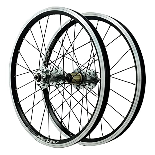 Mountain Bike Wheel : MTB Wheelset 20 Inch Disc / V Brake Quick Release BMX Mountain Bike Wheels High Strength Alloy 24H Bicycle Rim 7 8 9 10 11 12 Speed Cassette 1400g Sealed Bearings ( Color : Silver hub , Size : 20inch )