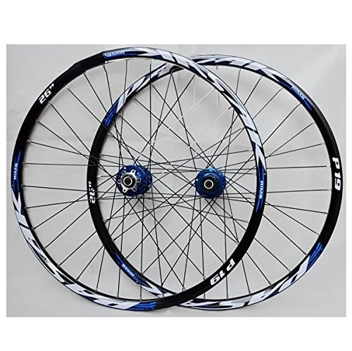 Mountain Bike Wheel : MTB Wheelset 26 / 27.5 / 29'' Disc Brake Mountain Bike Wheel Double Layer Alloy Rim Sealed Bearing QR 32H Hub For 7 / 8 / 9 / 10 / 11 Speed Cassette (Color : Blue, Size : 27.5in) (Blue 27.5in)