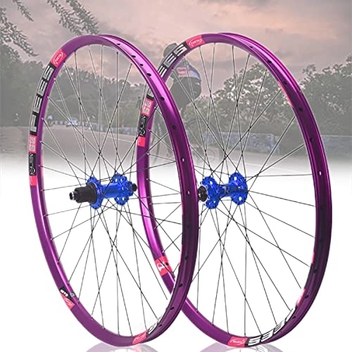 Mountain Bike Wheel : MTB Wheelset 26 / 27.5 / 29 Inch Disc Brake Bicycle Front Rear Wheel 32 Spokes Mountain Bike Rims 8 9 10 11 12 Speed Cassette Thru Axle Sealed Bearing Hubs (Color : Blue, Size : 26'')