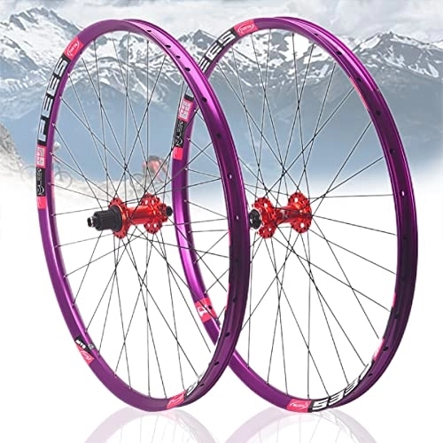 Mountain Bike Wheel : MTB Wheelset 26 / 27.5 / 29 Inch Disc Brake Bicycle Front Rear Wheel 32 Spokes Mountain Bike Rims 8 9 10 11 12 Speed Cassette Thru Axle Sealed Bearing Hubs (Color : Red, Size : 27.5'')