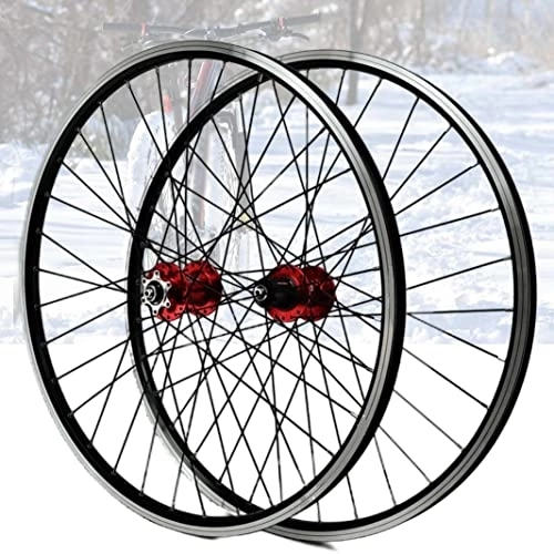 Mountain Bike Wheel : MTB Wheelset 26 / 27.5 / 29 Inch Disc / Rim Brake Mountain Bike Front Rear Wheel 32 Spoke QR Sealed Bearing Hubs Fit 8 9 10 11 12 Speed Cassette (Color : Black, Size : 26inch) (Red 29inch)