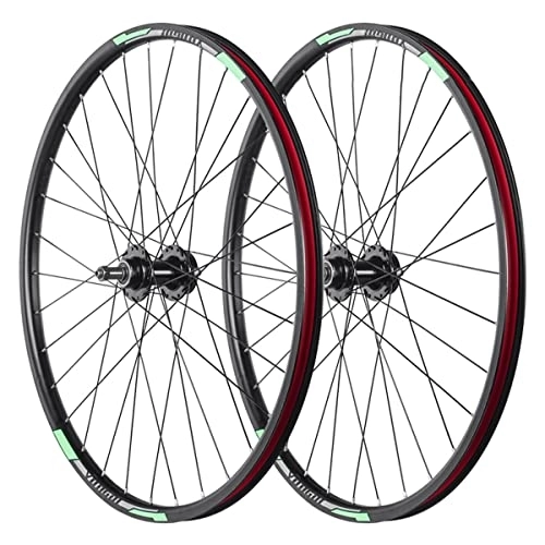 Mountain Bike Wheel : MTB Wheelset 26'' Disc Brake Bicycle Rim Quick Release Front Rear Wheel Set Mountain Bike Wheels 32H Hub For 7 / 8 Speed Rotary Flywheel 2300g (Color : Green, Size : 26'') (Green 26)