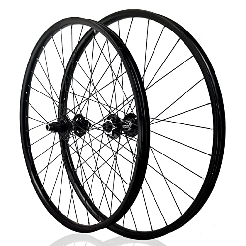 Mountain Bike Wheel : MTB Wheelset 27.5" 29" Thru Axle Disc Brake 32H Mountain Bike Wheels Aluminum Alloy Black Rim For 8-112 Speed Cassette Bike Wheelset (Color : F100R142, Size : 27.5'')