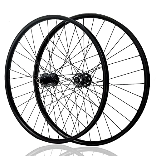Mountain Bike Wheel : MTB Wheelset 27.5" 29" Thru Axle Disc Brake 32H Mountain Bike Wheels Aluminum Alloy Black Rim For 8-112 Speed Cassette Bike Wheelset (Color : F110R142, Size : 27.5'')