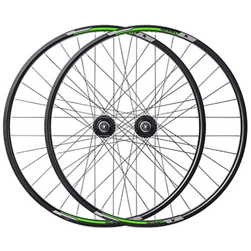 Mountain Bike Wheel : MTB Wheelset 27.5'' Disc Brake Wheelset Mountain Bike Rim Quick Release Front Rear Wheels Bicycle Wheelset 32H Hub For 7 / 8 Speed Rotary Flywheel 2800g (Color : Yellow, Size : 27.5'') (Green 27.5