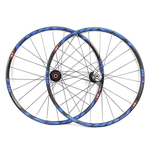 Mountain Bike Wheel : MTB Wheelset For Mountain Bike 26 27.5in Double Layer Alloy Rim Quick Release Sealed Bearing 8 9 10 11 Speed Hub Disc Brake 24H (Color : Blue, Size : 26in)