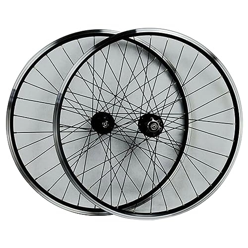 Mountain Bike Wheel : MYKINY 26 / 27.5 / 29 Inch MTB Wheelset, Rear 4 Bearings 32 Spokes Disc Brake V Brake Disc Mountain Bike Wheels Quick Release Double Wall Rims Wheel (Color : Black, Size : 29inch)