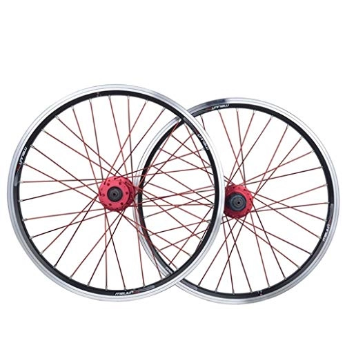 Mountain Bike Wheel : MZPWJD Foldable Bike wheelset 20 inch BMX bicycle wheel Double Layer Alloy Rim Disc / V- Brake QR 7-10 Speed 32H (Color : Black)