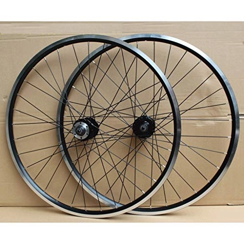 Mountain Bike Wheel : MZPWJD MTB Bike Wheels 26 Inch Double Layer Rim Bicycle Wheel Set Sealed Bearing Disc / Rim Brake Quick Release 8-10 Speed Cassette Flywheel 24H (Color : Black)