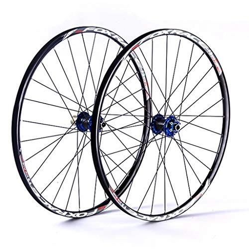Mountain Bike Wheel : MZPWJD MTB Wheelset For 26"27.5 In Bike Wheel Front And Rear Double Wall Alloy Rim Sealed Bearing Disc Brake QR 1610g 7-11 Speed Cassette Hub 24H (Color : Blue hub, Size : 26inch)