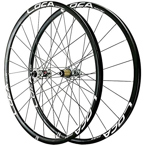 Mountain Bike Wheel : Oksmsa 26 / 27.5 / 29in MTB Bicycle Wheelset Hybrid Mountain Bike Wheels Rim Disc Brake Front & Rear Wheel Thru axle 8 / 9 / 10 / 11 / 12 Speed 24H (Color : Silver, Size : 29in)
