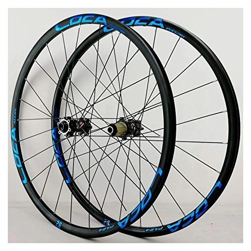 Mountain Bike Wheel : Oksmsa Mountain Bike 26 / 27.5 / 29inch Wheelset Front Rear Wheel Thru-axis Axle Disc Brake 24H 6Claws Stright Pull 12Speed Wheels 700C (Color : Blue, Size : 700C)