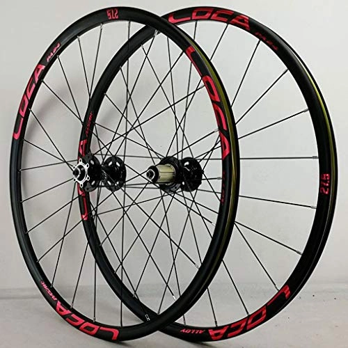Mountain Bike Wheel : PASAK R35 Mountain Bike Quick Release Wheel Set 26" / 27.5" / 29" 24-holes 4 Bearing Disc Brake 7-12 Speed Six-claw Tower Base Black Drum+Red Trademark(A Pair Wheels) (Color : Black+red, Size : 26")