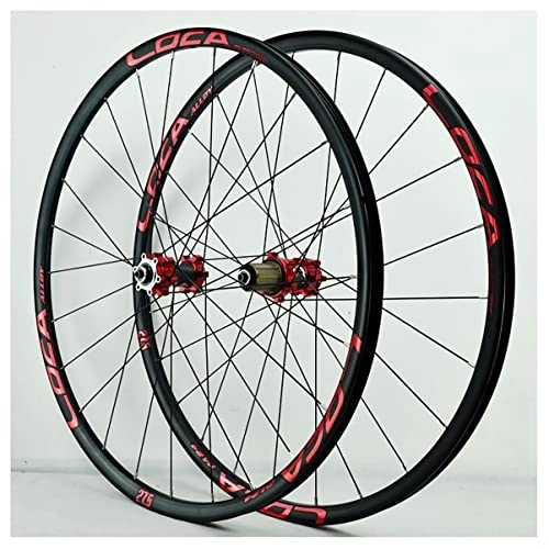 Mountain Bike Wheel : PHOCCO Disc Brake Mountain Bicycle Wheels 26'' 27.5" 29" Alloy Rim Cassette Hub Sealed Bearing QR MTB Bike Wheelset 24Holes Hub Fit 8-12 Speed Cassette (Color : Red, Size : 26in)