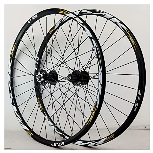 Mountain Bike Wheel : PHOCCO MTB Wheelset Mountain Bike Wheel Rims Quick Release Disc Brake 32 H Spokes Hub Fit 7-11 Speed Cassette Bicycle Wheelset (Color : Gold A, Size : 26in)