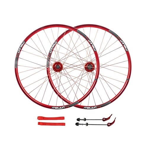 Mountain Bike Wheel : putao Quick Release Axles Bicycle Accessory 26 Inch Mountain Cycling Wheel Set Hub Rims 32H Disc Brake Double Wall 2113g Load: 150kg Road Bicycle Cyclocross Bike Wheels (Color : RED)