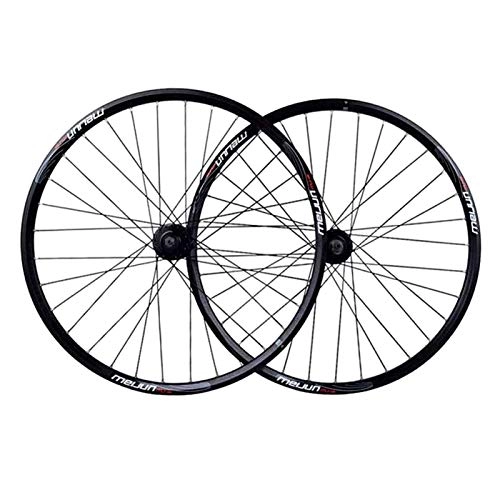 Mountain Bike Wheel : QHY Cycling Bike Wheel 26" Mountain Bike Wheelset MTB Disc Brake Bicycle For 7 8 9 10 Speed Cassette Double Wall Rim 32 Spoke (Color : Black)