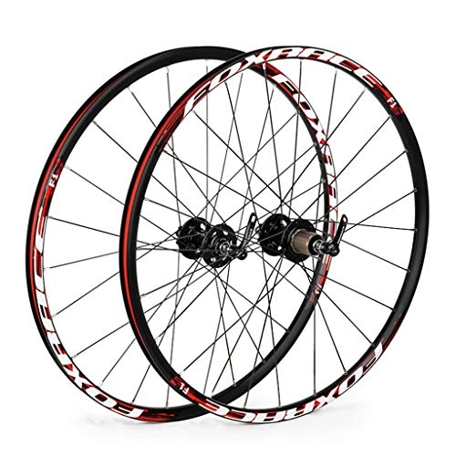 Mountain Bike Wheel : QHY Cycling MTB Wheelset 26”for Mountain Bike Front And Rear Double Wall Alloy Rim Bicycle Wheel 6 Palin Bearing Disc Brake QR 1700g 7-11 Speed Cassette Hub 24H (Color : Black)